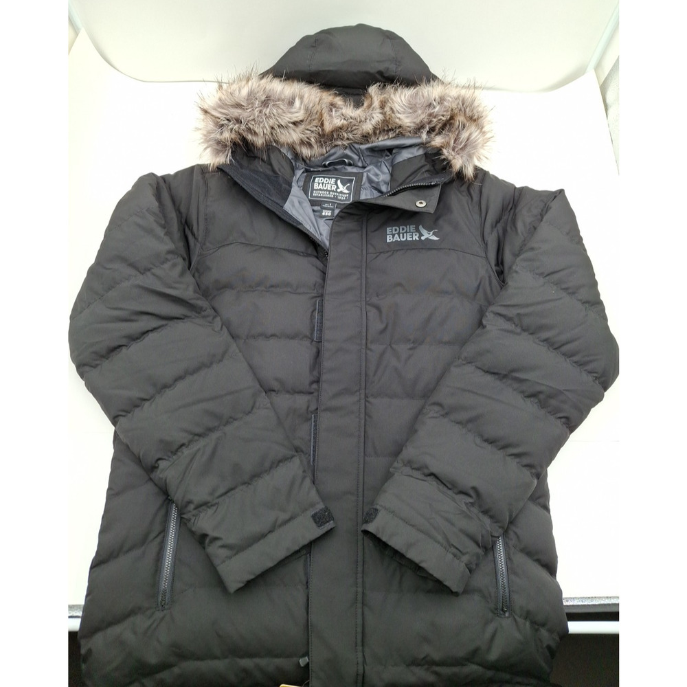 Eddie Bauer Men's Boundary Pass Down Parka, Black Coat, S, NWT